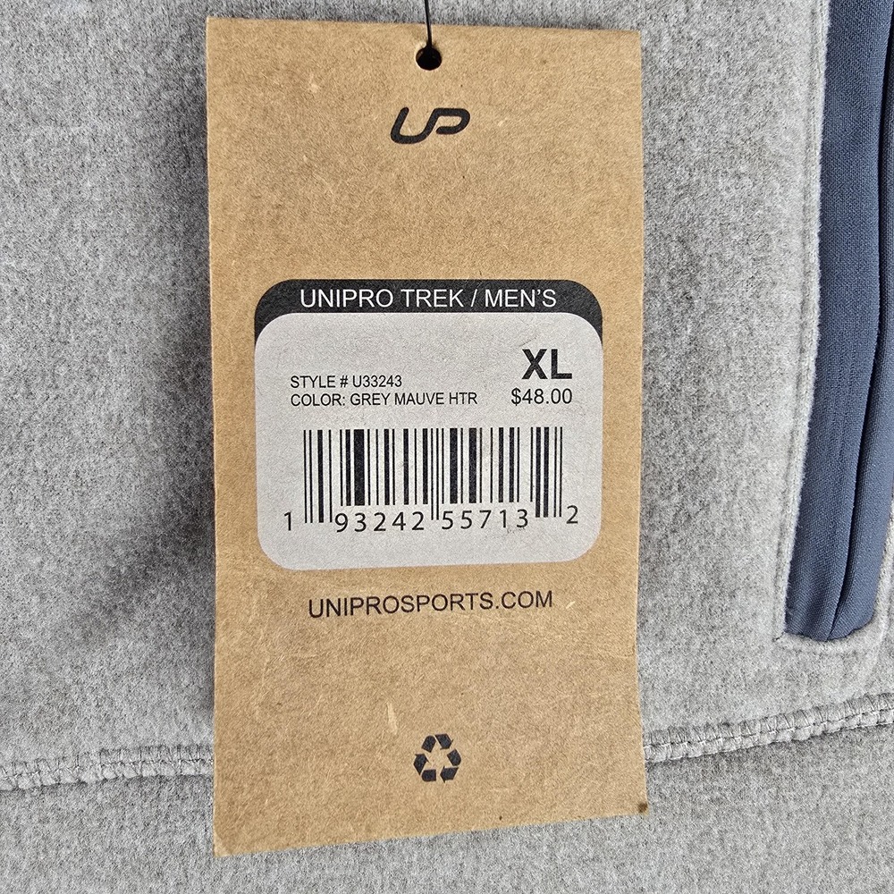 Unipro Trek Sweater Mens XL Grey Mauve Heather Half Zip QwickDry Pullover - Picture 4 of 13